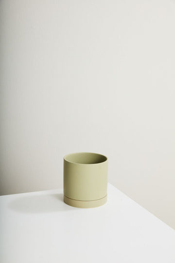 Avery Pot - Planter with Watering Saucer - Olive Green